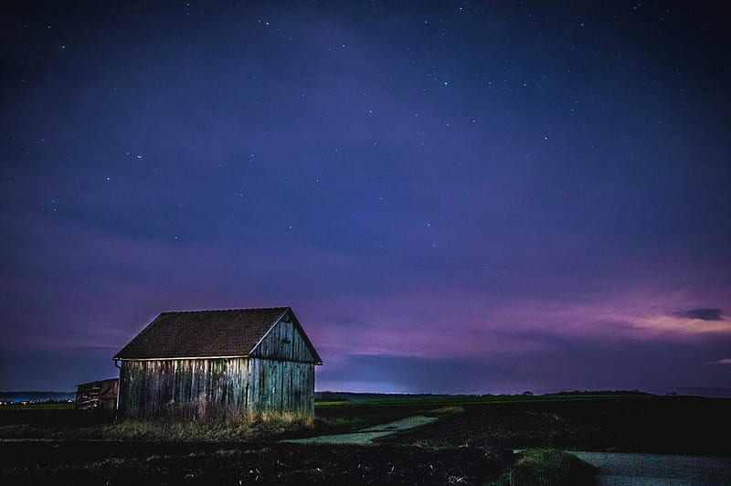 Old Shed, trees, clouds, field, landscape, HD wallpaper | Peakpx