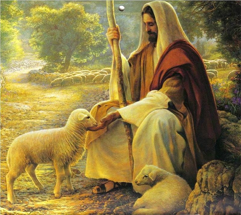 The Lord is my Shepherd, christ, art, sheep, jesus, painting, lord, shepherd,  HD wallpaper | Peakpx