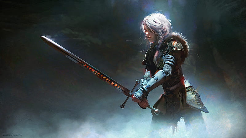 The Trail By Warrior Girl, warrior, sword, fantasy-girls, girls, HD wallpaper