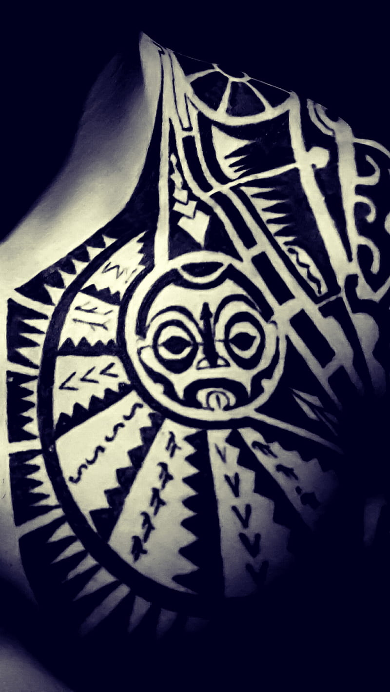 Tattoo Maori, beauty, huawei p9, s7, silver, HD phone wallpaper