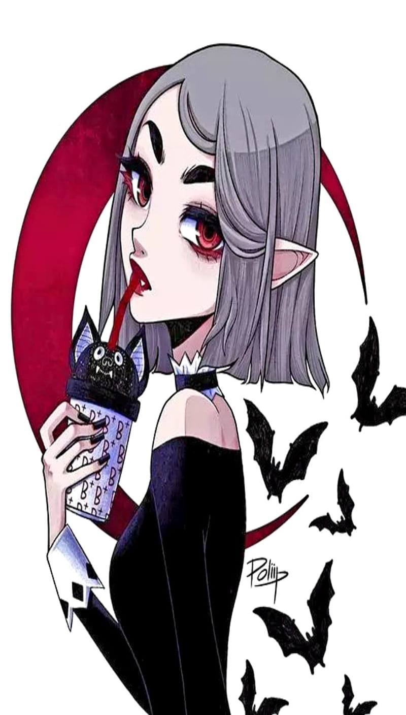 Vampire Shake, girl, bat, spooky, kawaii, gothic, HD phone wallpaper