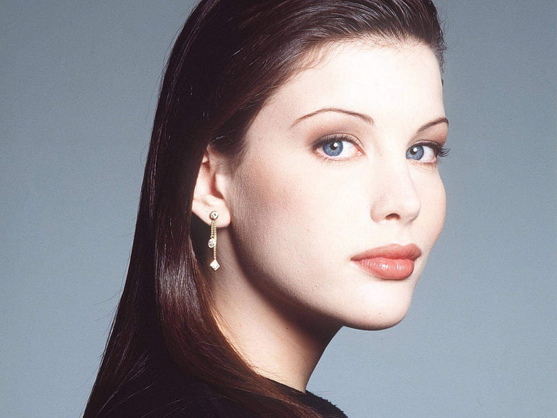 Liv Tyler, nice lips, female, actress, pretty face, blue eyes, black hair, HD wallpaper