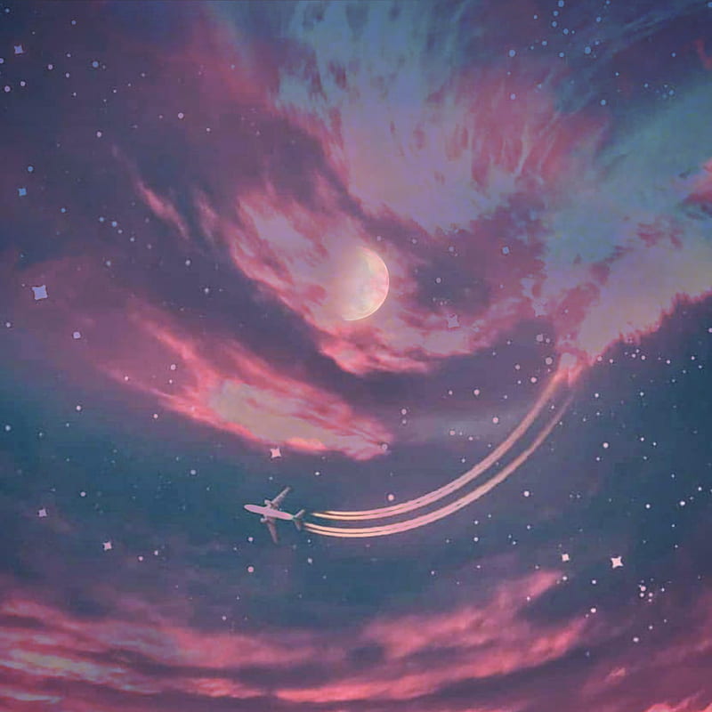 Pink plane Tumblr, sky, HD phone wallpaper