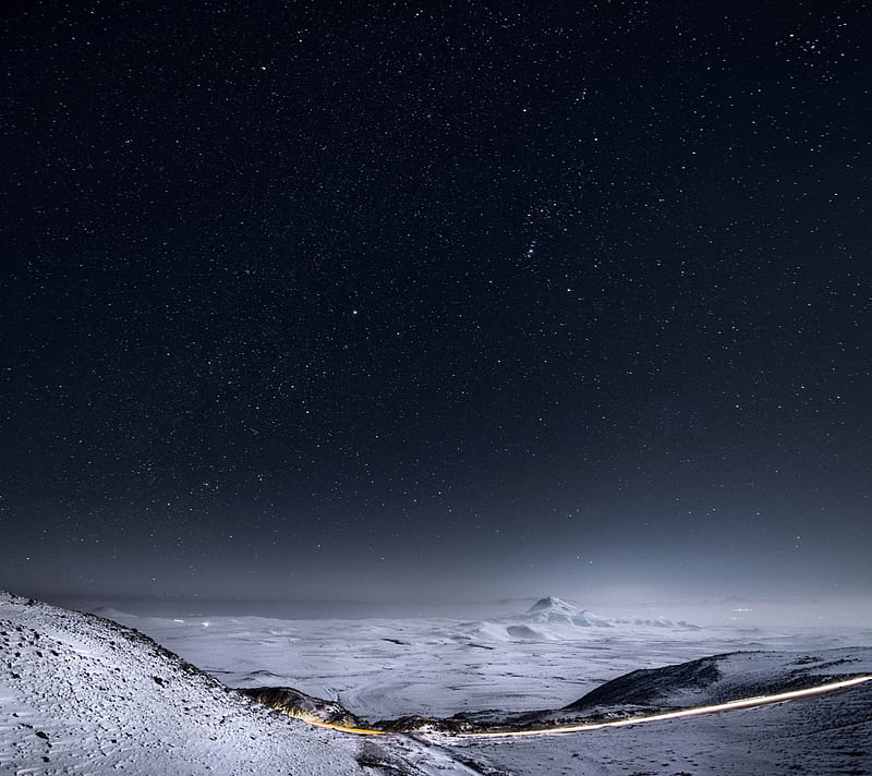 night, snow mountain, HD wallpaper