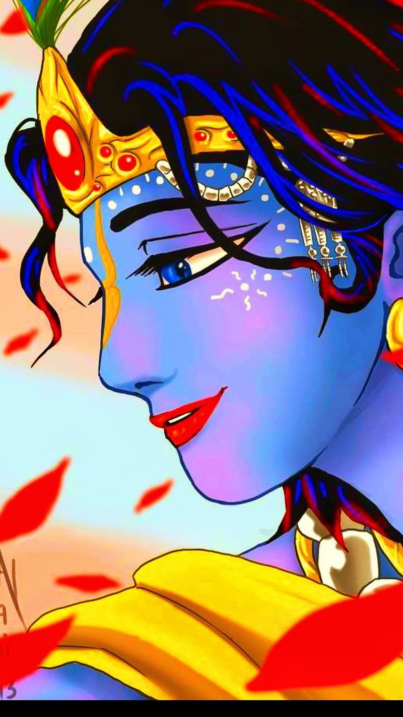 Beautiful Krishna Face , krishna face, hindu god, bhakti, devotional, god, HD phone wallpaper