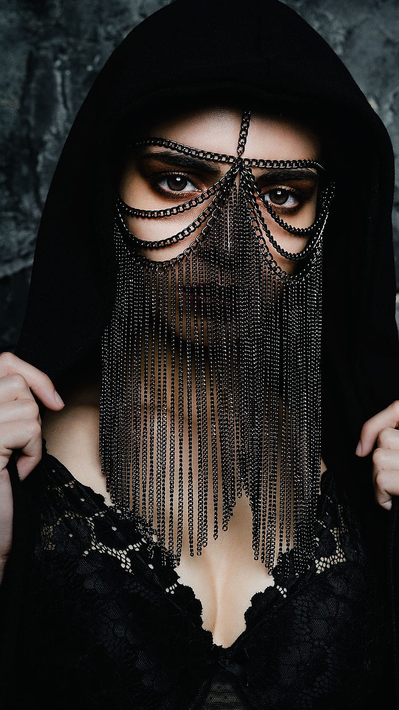 Arab woman, black, black dress, cosplay, female, oriental, portrait, HD phone wallpaper