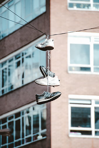 sneakers, shoes, street, building, HD phone wallpaper