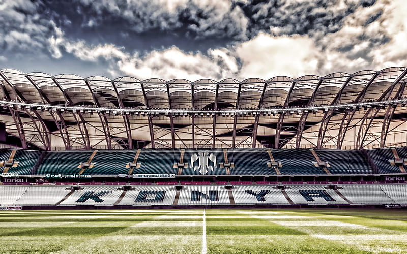 Konya City Stadium, empty stadium, soccer, Torquay Arena, tribunes, Konyaspor Stadium, Konya, Turkey, turkish stadium, HD wallpaper
