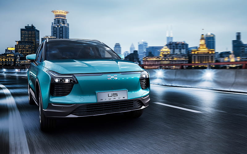 Aiways U5 Ion, 2019, Chinese electric crossover, exterior, new blue U5, electric cars, HD wallpaper
