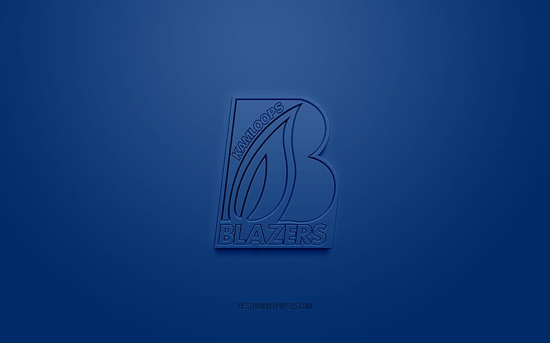 Kamloops Blazers, creative 3D logo, blue background, 3d emblem, Canadian hockey team club, WHL, Kamloops, Canada, 3d art, hockey, Kamloops Blazers 3d logo, HD wallpaper