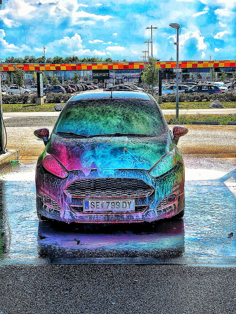 Ford Fiesta ST, color, farbe, foam, ford fiesta st color, racing rookie, schaum, st-line, HD phone wallpaper