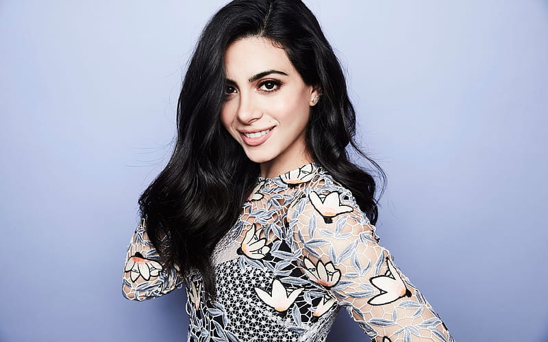 Emeraude Toubia Hollywood, smile, american actress, beauty, brunette, HD wallpaper
