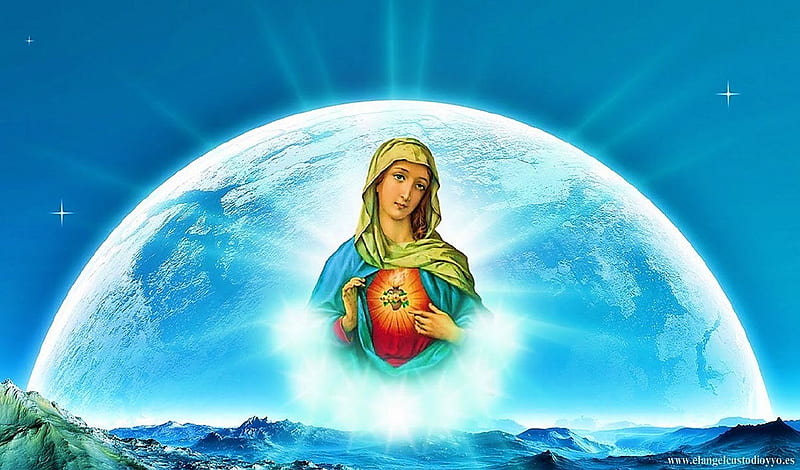 Inmaculate Heart of Mary, christ, jesus, heart, virgin, religion, mary, HD wallpaper