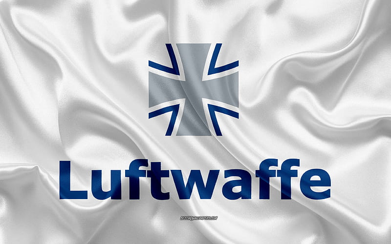 Luftwaffe logo, German Air Force white silk flag, silk texture, Luftwaffe, Bundeswehr, Germany, HD wallpaper