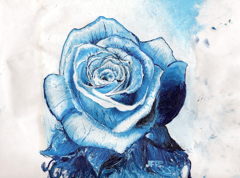 Blue Rose, art, paint, rose, flower, abstract, blue, HD wallpaper | Peakpx