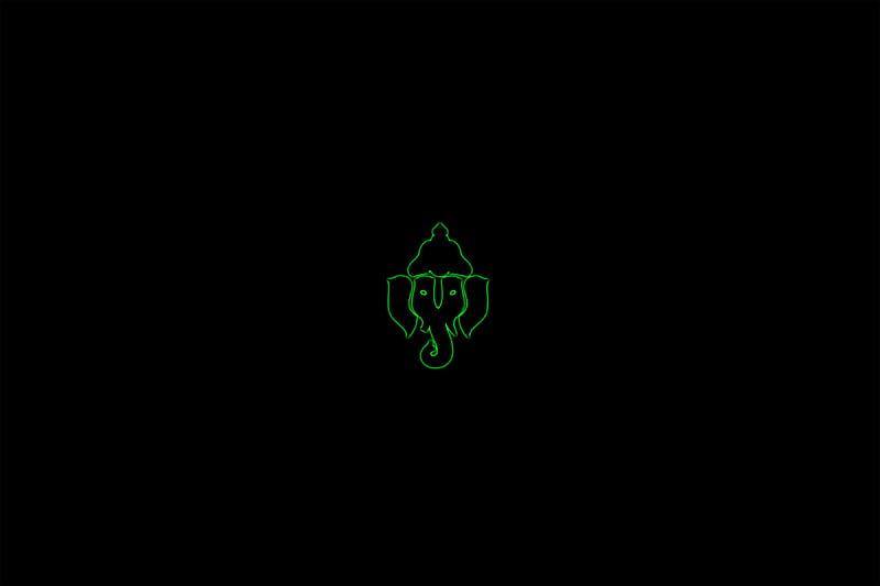 Green Ganesh, chittoor, god, gods, head, karmughil, karmughil25, karmughil2576, neon, religion, HD wallpaper