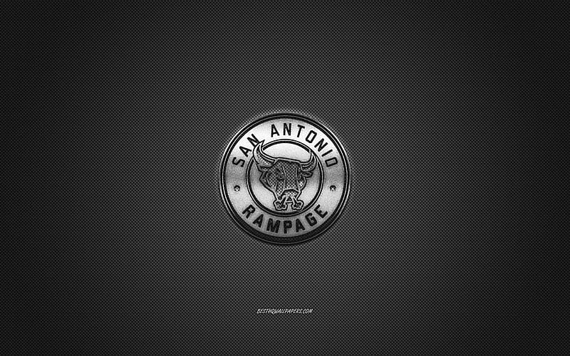 San Antonio Rampage, American hockey club, AHL, silver logo, gray carbon fiber background, hockey, San Antonio, Texas, USA, San Antonio Rampage logo, HD wallpaper