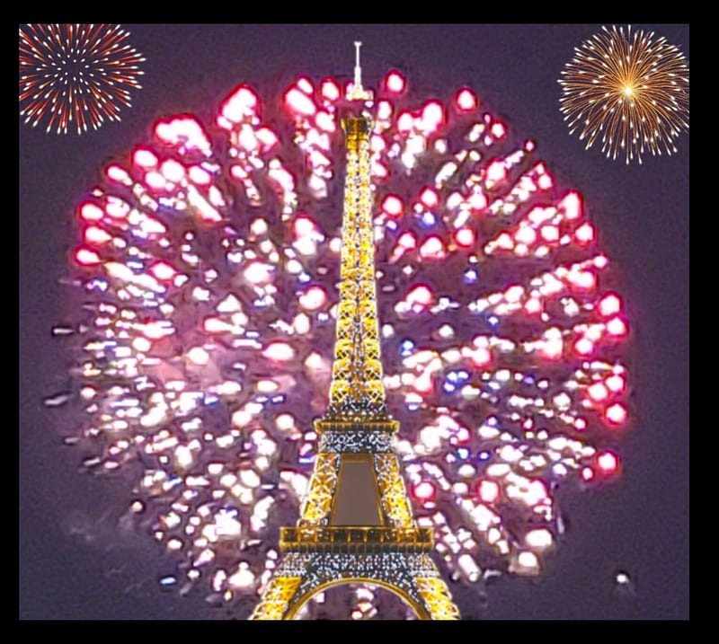 Bastille Day, bastille, day, eiffel, fireworks, france, independence, night, paris, purple, tower, HD wallpaper