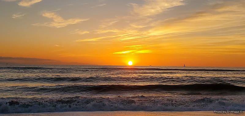 Sunset at Mandalay Bay Beach, California, Reflections, Ocean, Sunset, Mandalay, Beach, Waves, Bay, California, HD wallpaper