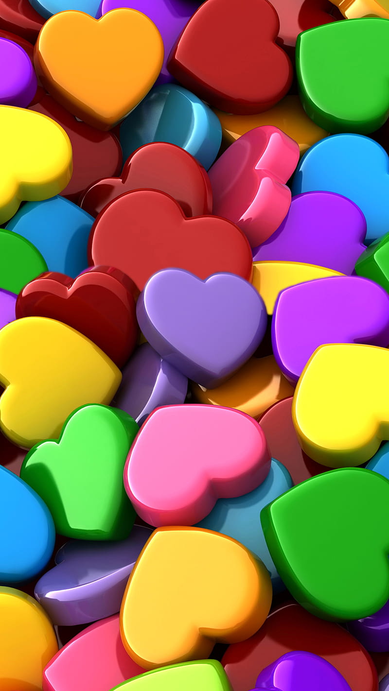color heart, amour, coeur, love, romance, HD phone wallpaper