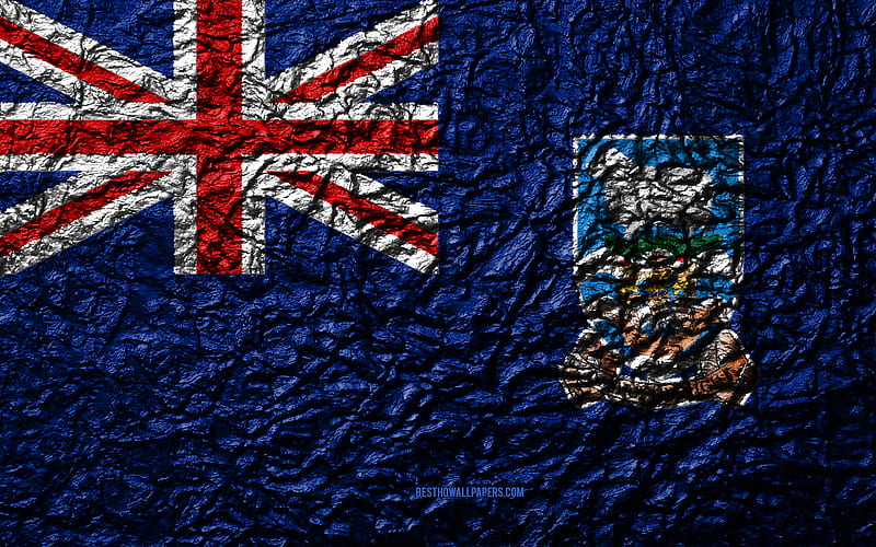 Flag of Falkland Islands stone texture, waves texture, Falkland Islands flag, national symbol, Falkland Islands, South America, stone background, HD wallpaper