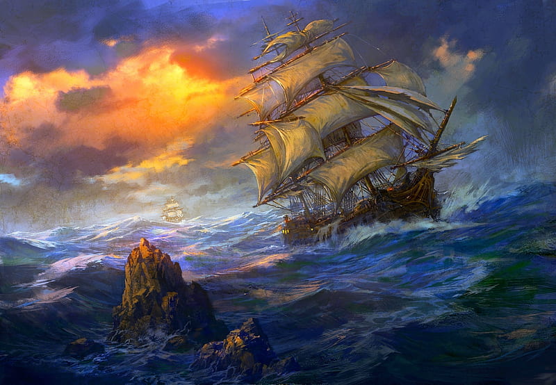rough seas ship