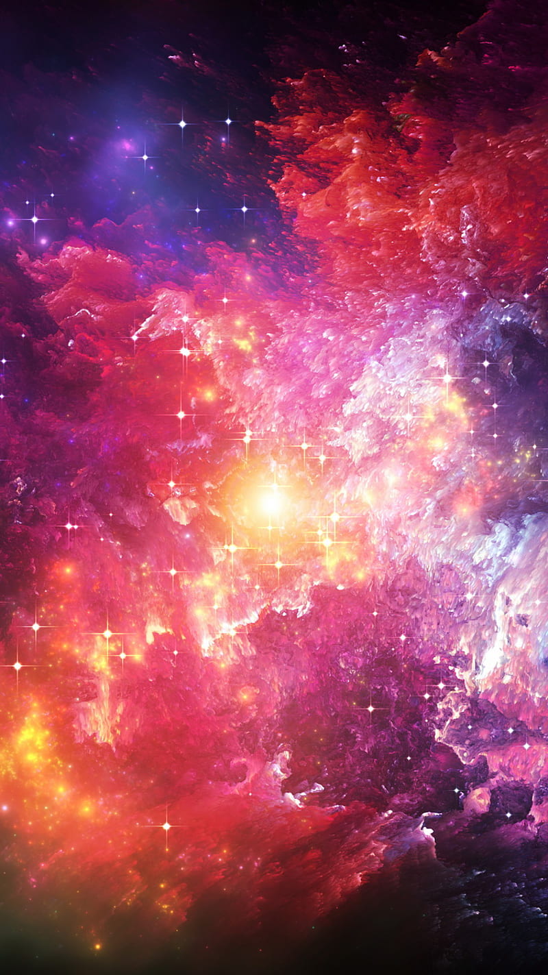 Space, clouds, nebula, shine, stars, HD phone wallpaper