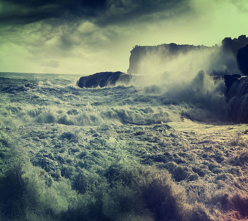 Stormy Sea, foam, waves, HD wallpaper
