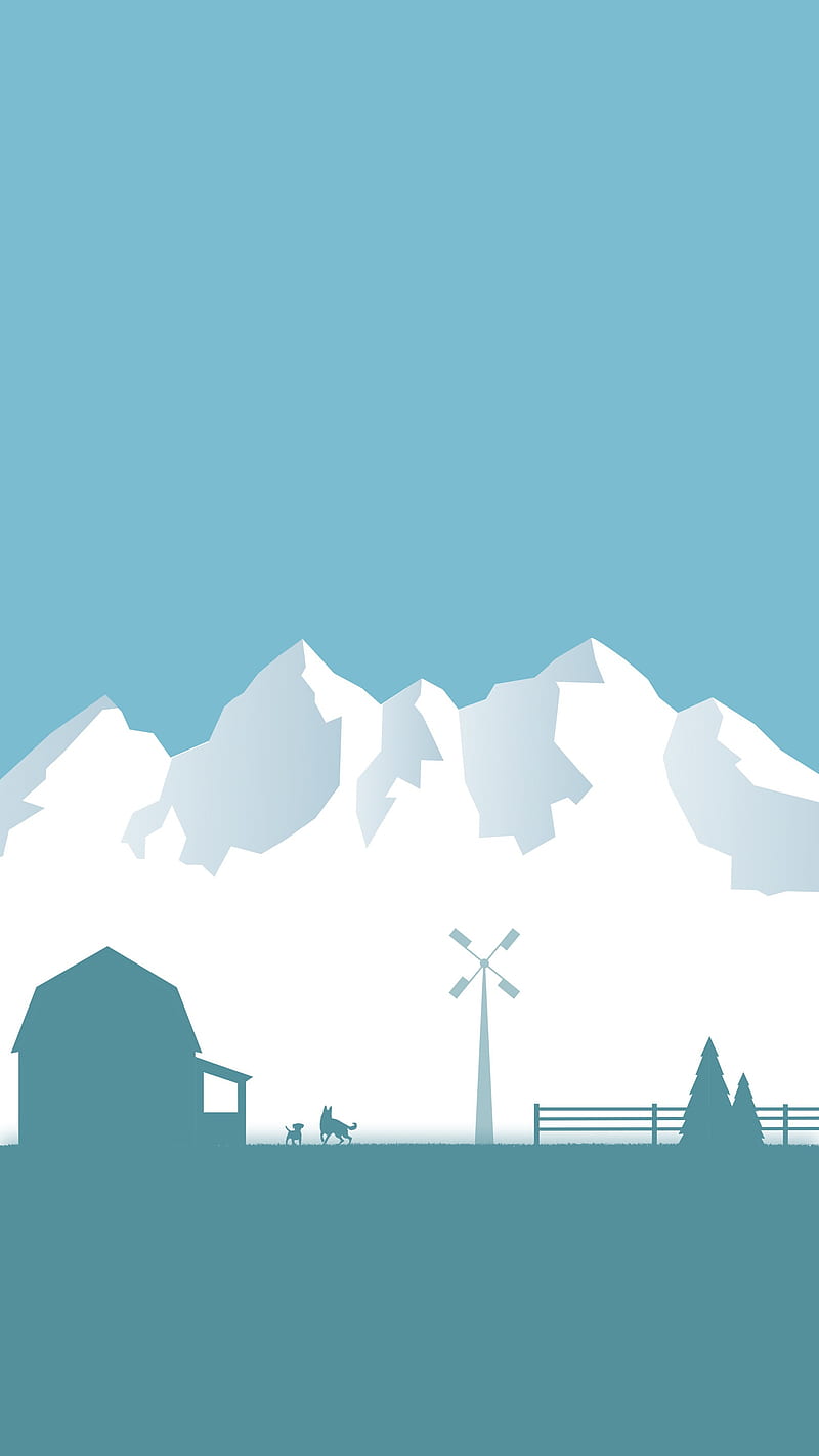 Minimalist Mountains, mate, material, minimal, minimalism, scenes, snow, ultra, winter, winter is here, HD phone wallpaper