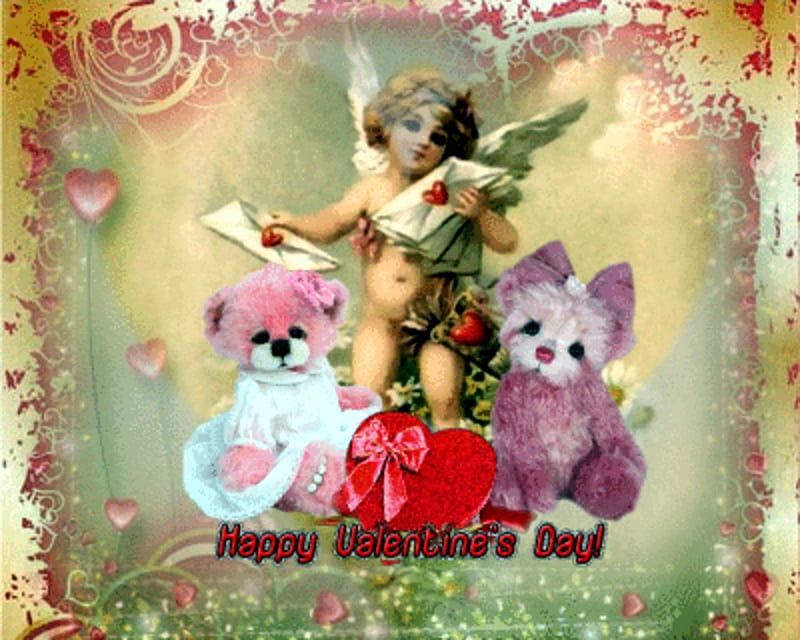 valentine's day, valentines day, teddybear, angel, friendship, teddy, love, valentine, framed, HD wallpaper