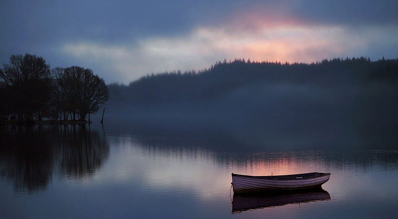Dawn, dusk, nature, mist, landscape, scene, lake, foggy, fog misty, HD wallpaper