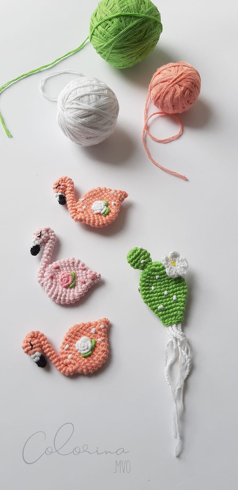 Crochet, cactus, colorina, colorinamvo, flamingo, handmade, HD phone wallpaper