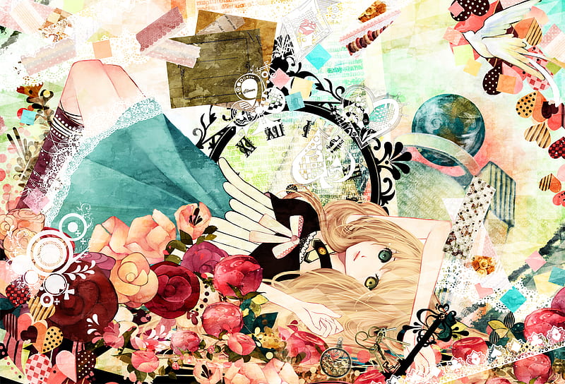 Alice In Wonderland, clocks, alice, wonderland, flowers, petals, HD ...