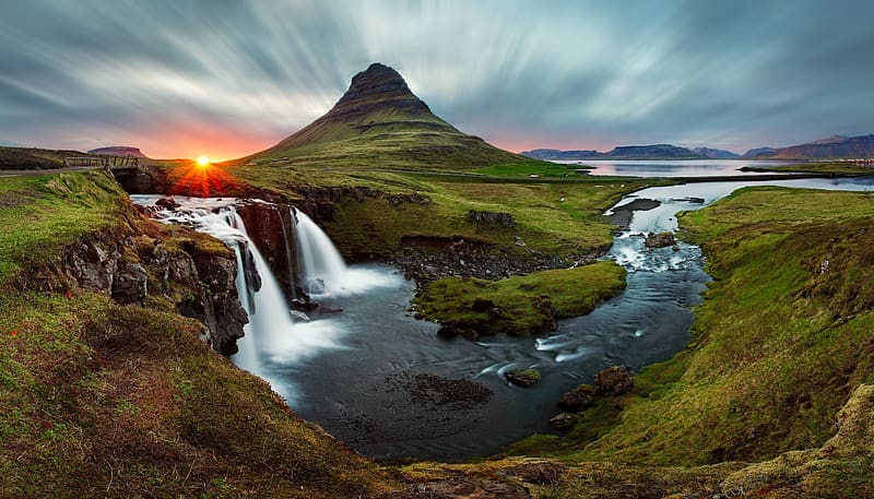 Nature, Waterfall, , Panorama, Iceland, River, Kirkjufoss, Kirkjufell, HD wallpaper