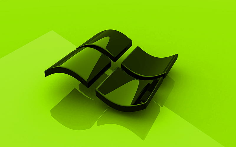 Windows lime logo, 3D art, OS, lime background, Windows 3D logo, Windows, creative, Windows logo, HD wallpaper