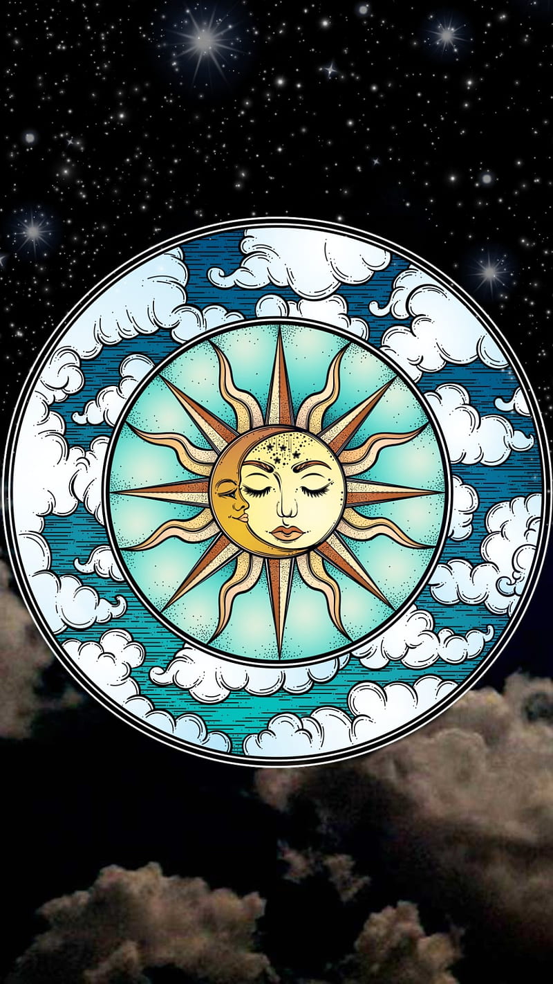 Celestial Zenith, celestial, moon, occult, sky, stars, sun, HD phone wallpaper