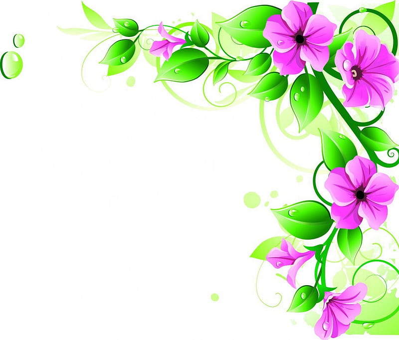 Purple flower frame, leaves, purple, frame, flowers, vector, HD wallpaper