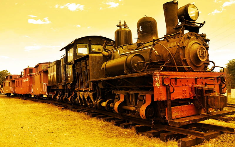 Vintage Train, railroad, steam, Locomotive, waggons, HD wallpaper