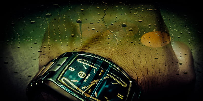 Watch, clock, hand, new, rain, soman, somi, wrist, wristwatch, HD wallpaper
