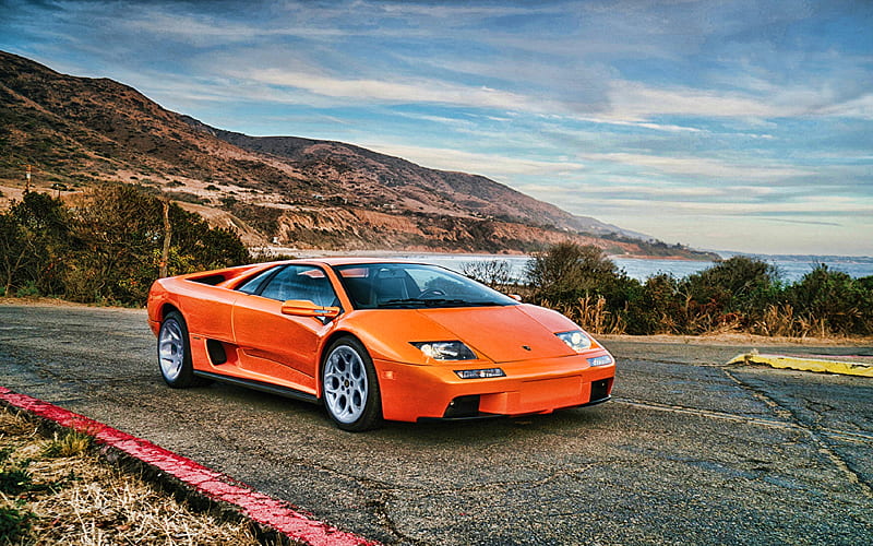 Lamborghini Diablo, supercars, 2001 cars, hypercars, Orange Lamborghini Diablo, 2001 Lamborghini Diablo, italian cars, Lamborghini, HD wallpaper