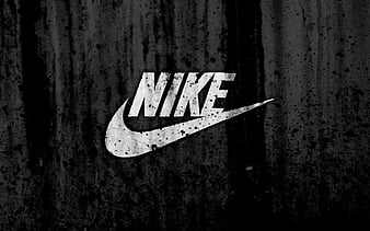 Nike logo, grunge, black backgroud, Nike logo, HD wallpaper