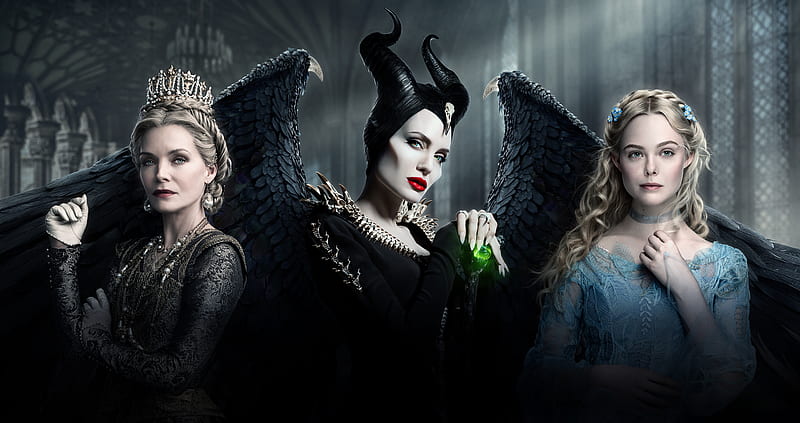 Movie, Maleficent: Mistress of Evil, Angelina Jolie, Elle Fanning, Maleficent, Michelle Pfeiffer, HD wallpaper