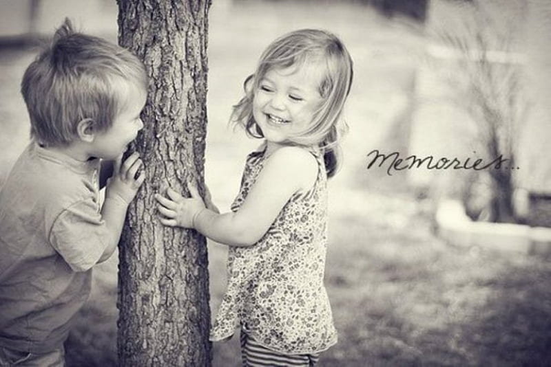 Childhood memories (for my Anna), children, sweet moments, friendship, love, siempre, child, friends, years, happiness, smile, joy, baby, yard, happy, memories, tree, boy, girl, laughter, sunshine, childhood, HD wallpaper