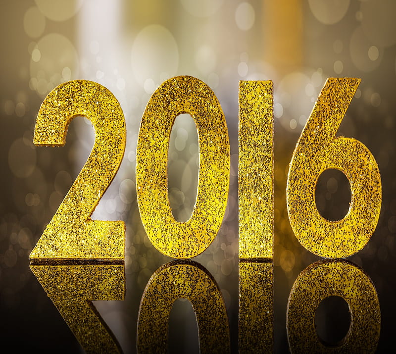 Happy New Year, 2016, glitters, golden, HD wallpaper