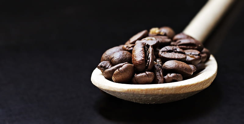 Coffee beans, Brown, Black, Spoon, Coffee, Beans, HD wallpaper