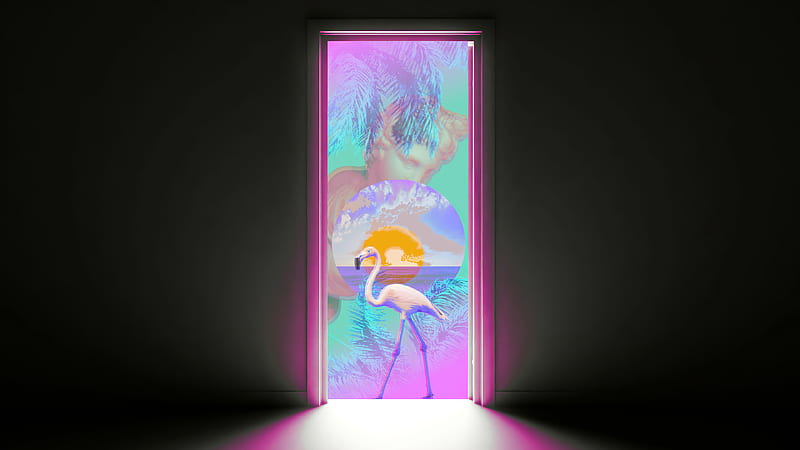 Flamingo Vaporwave , flamingos, vaporwave, artist, artwork, digital-art, HD wallpaper