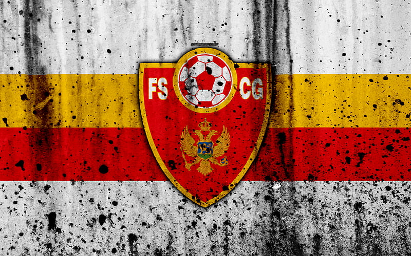 Montenegro national football team logo, grunge, Europe, football, stone texture, soccer, Montenegro, European national teams, HD wallpaper