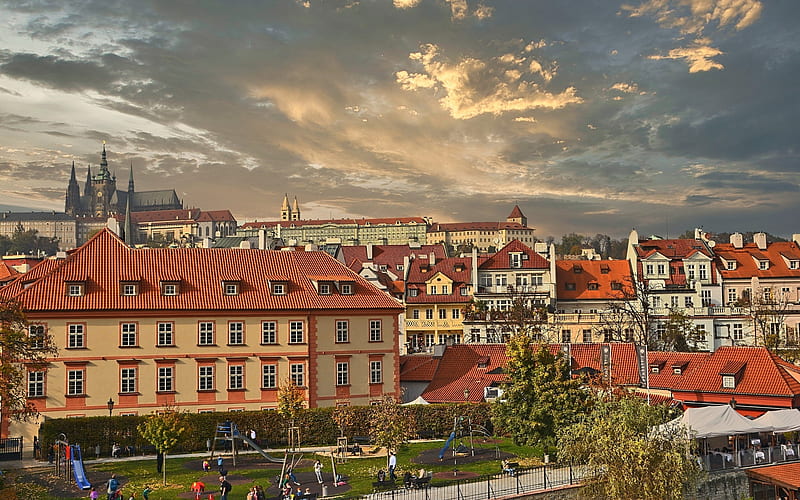 Praga, república checa, iglesia, praga, casas, chequia, paisaje urbano,  Fondo de pantalla HD | Peakpx