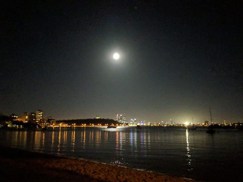 Full moon, australia, nigh, perth, river, sky, HD wallpaper