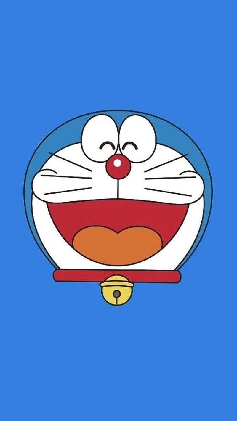 Doraemon , Face, smile, blue, cartoon, animated, HD phone wallpaper
